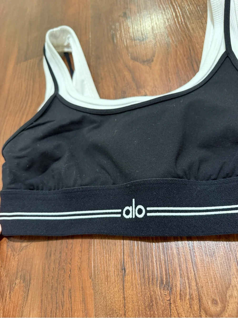 Alo Airbrush Better Together Bra Black and White